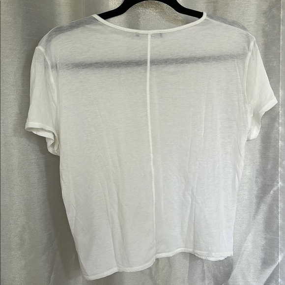 Zara Silk blend White Crop Relaxed T-Shirt - Picture 4 of 5